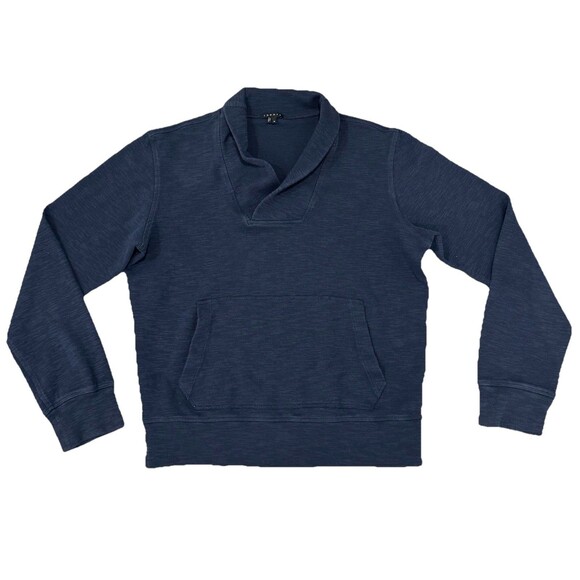 Theory Shawl/Cowl Neck Pullover Sweater Men’s Size M Navy Blue - Picture 1 of 7